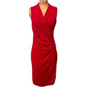 LAUREN Ralph Lauren Women’s Red Faux Wrap Sleeveless Asymmetric Dress XS Career